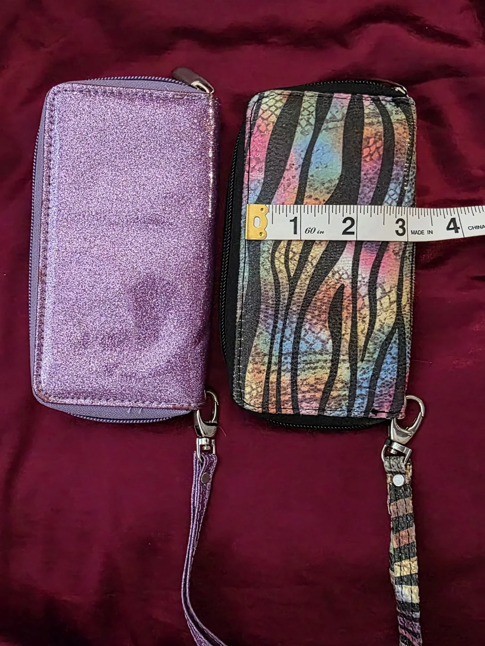 NWOY- 2 New Small Wrislet  Glitter Purple N Multi Color Zebra Stripes